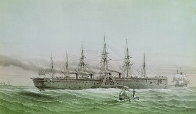 Den stora östliga elektriska kabeln mellan Europa och Amerika, 1858 av Louis Le Breton